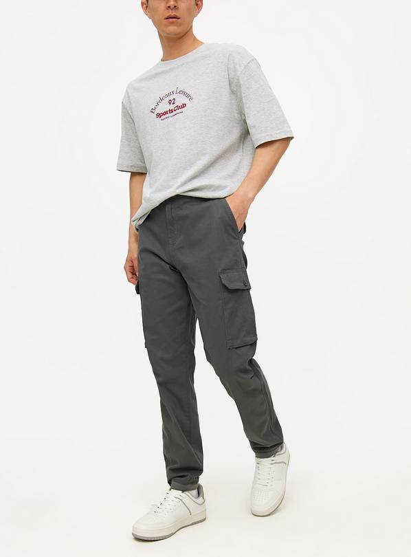 Charcoal Cuffed Cargo Trousers 34R
