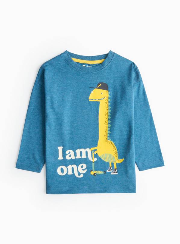 I Am 1 Slogan Blue Dino Print T-Shirt 1-2 years