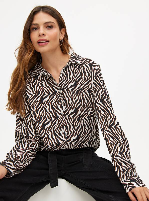 Monochrome Abstract Zebra Print Regular Fit Shirt 8