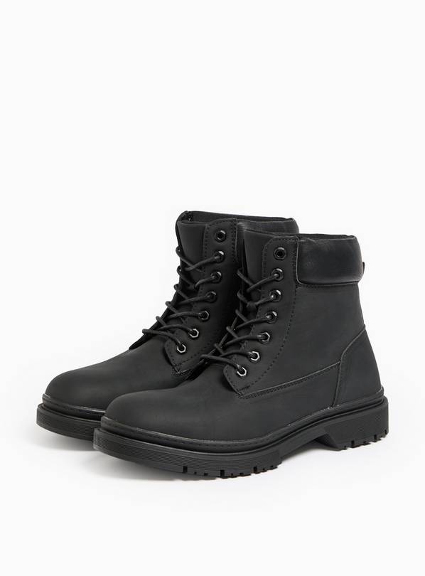 Black Lace-Up Worker Boots  10