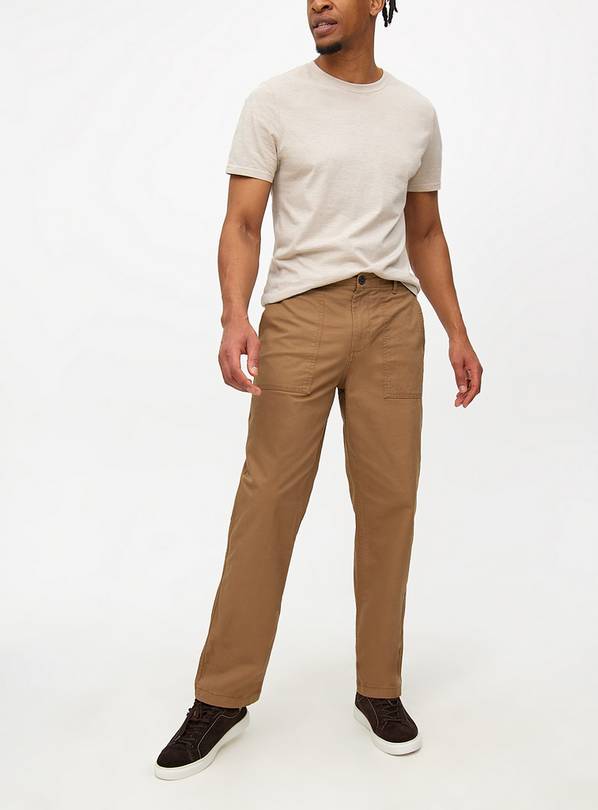 Tan  Straight Leg Utility Trousers 38R