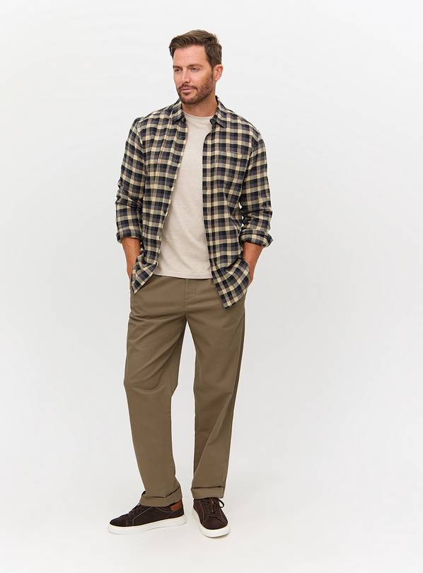 Neutral Pleat Front Straight Leg Chino Trousers 38S