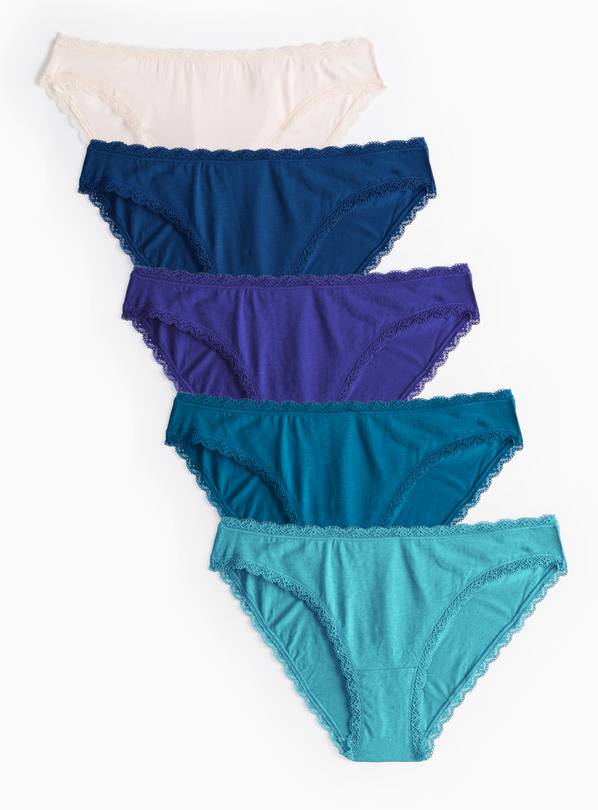 Blue Tonal High Leg Knickers 5 Pack 18