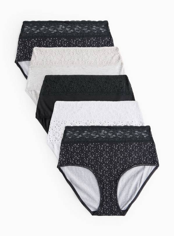 Mono Star Printed Comfort Lace Full Knickers 5 Pack  18