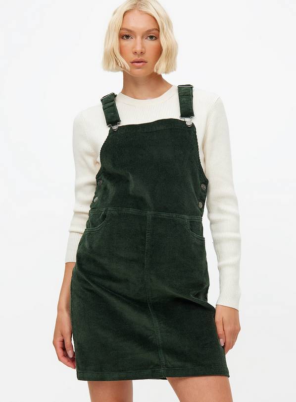 Dark Green Corduroy Pinafore Dress 22