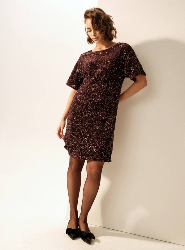open lace back dress Akira No Crumbs Sequin Mini Dress