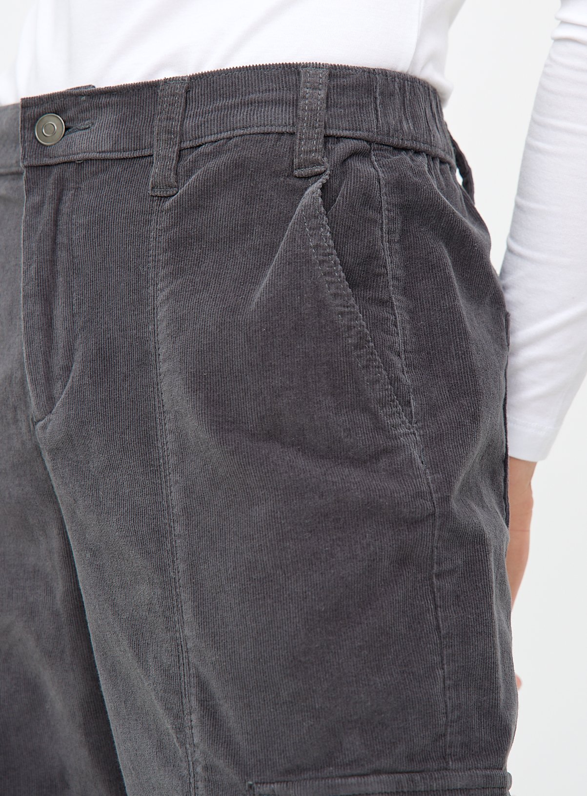Charcoal Corduroy Cuffed Cargo Trousers 24 - Image 3 thumbnail