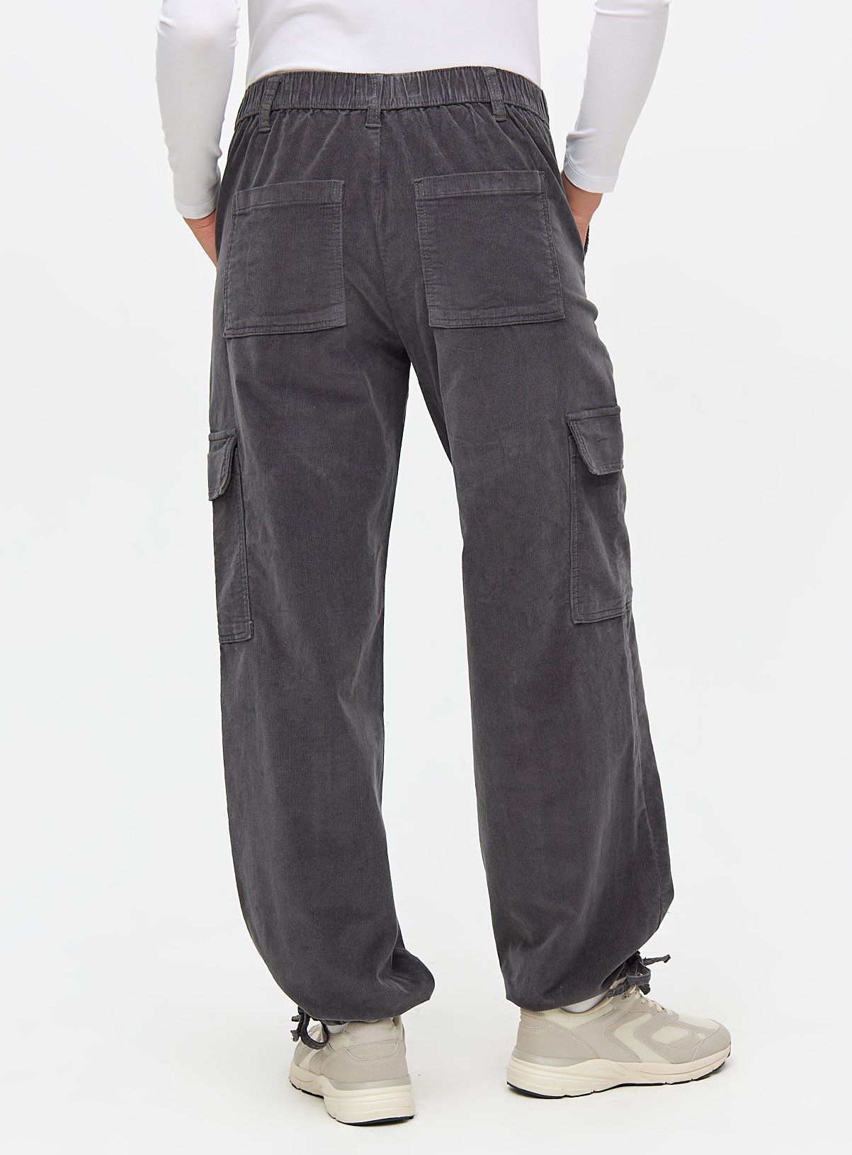 Charcoal Corduroy Cuffed Cargo Trousers 24 - Image 4 thumbnail