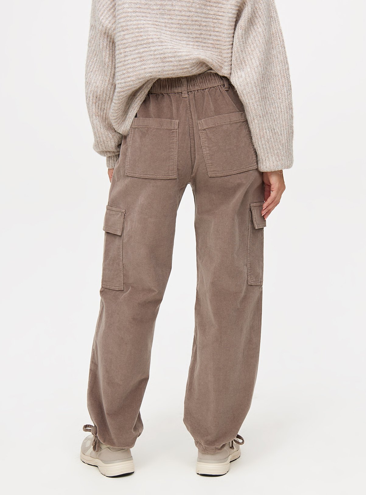 Stone Corduroy Cuffed Cargo Trousers 8 - Image 4 thumbnail