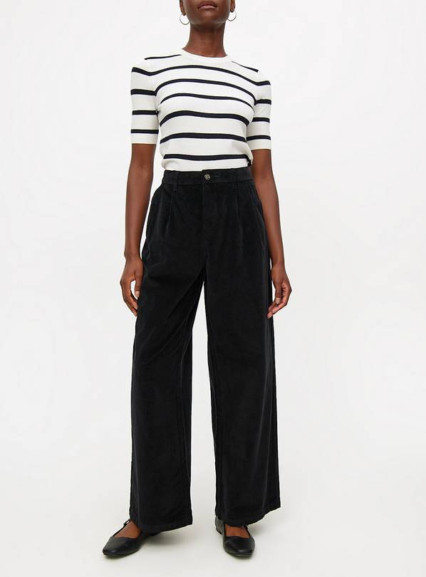 Black Wide Leg Corduroy Trousers 10