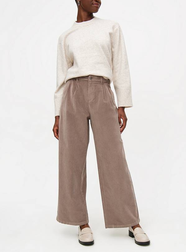 Stone Wide Leg Corduroy Trousers 10