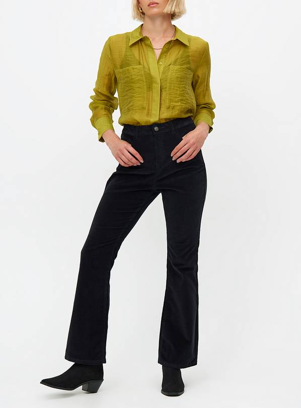 Black Corduroy Kick Flare Trousers 10R