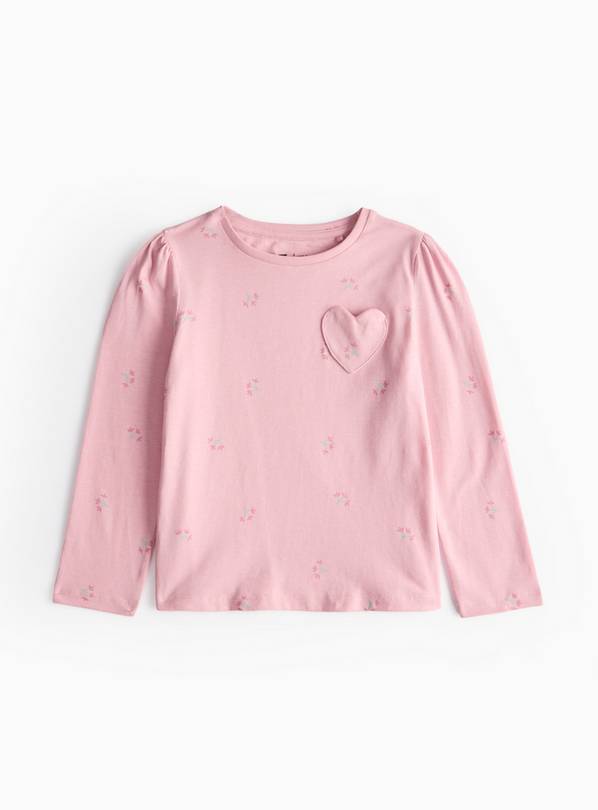 Pink Heart Pocket Long Sleeve Top 3-4 years