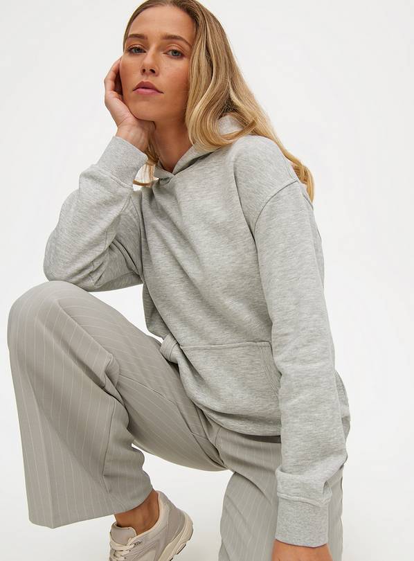 Grey Marl Plain Overhead Hoodie S