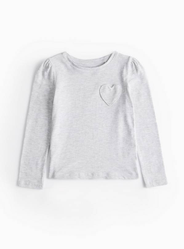 Light Grey Heart Pocket Long Sleeve Top 4-5 years