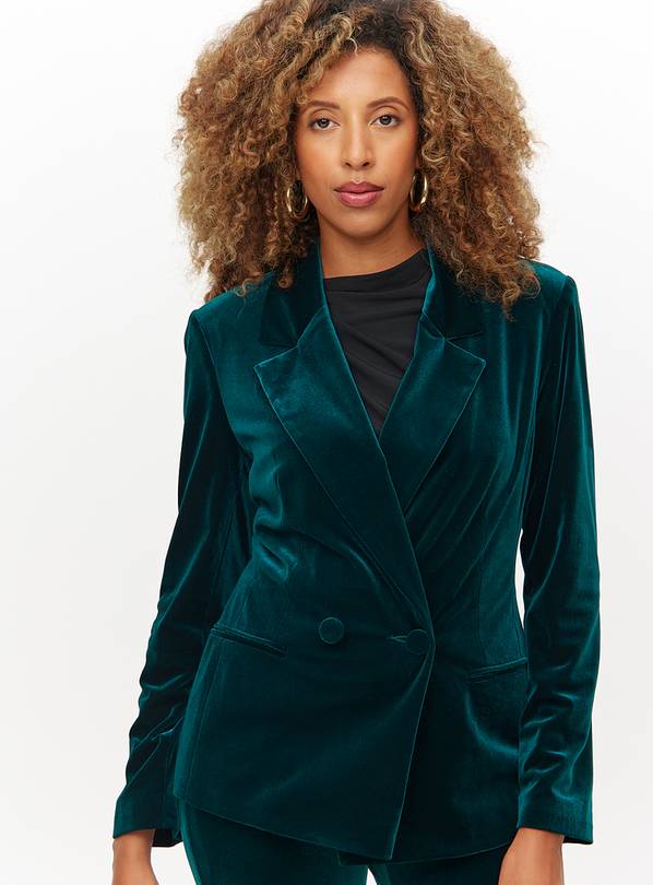 Buy Dark Green Velvet Hourglass Blazer 10 Blazers Tu