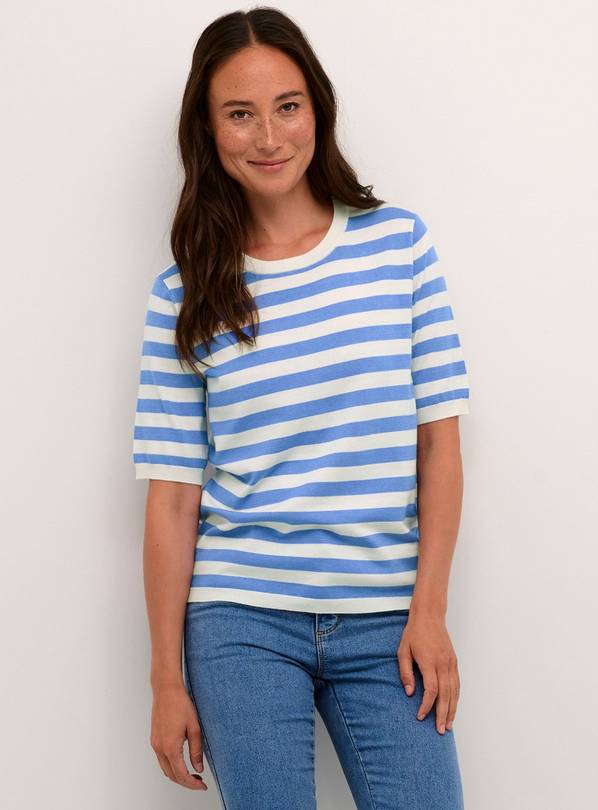 KAFFE Lizza Short Sleeve Stripes Pullover Blue XL