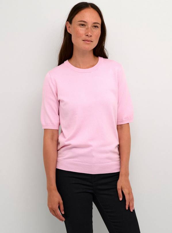 KAFFE Lizza Short Sleeve Round Neck Pullover Pink S