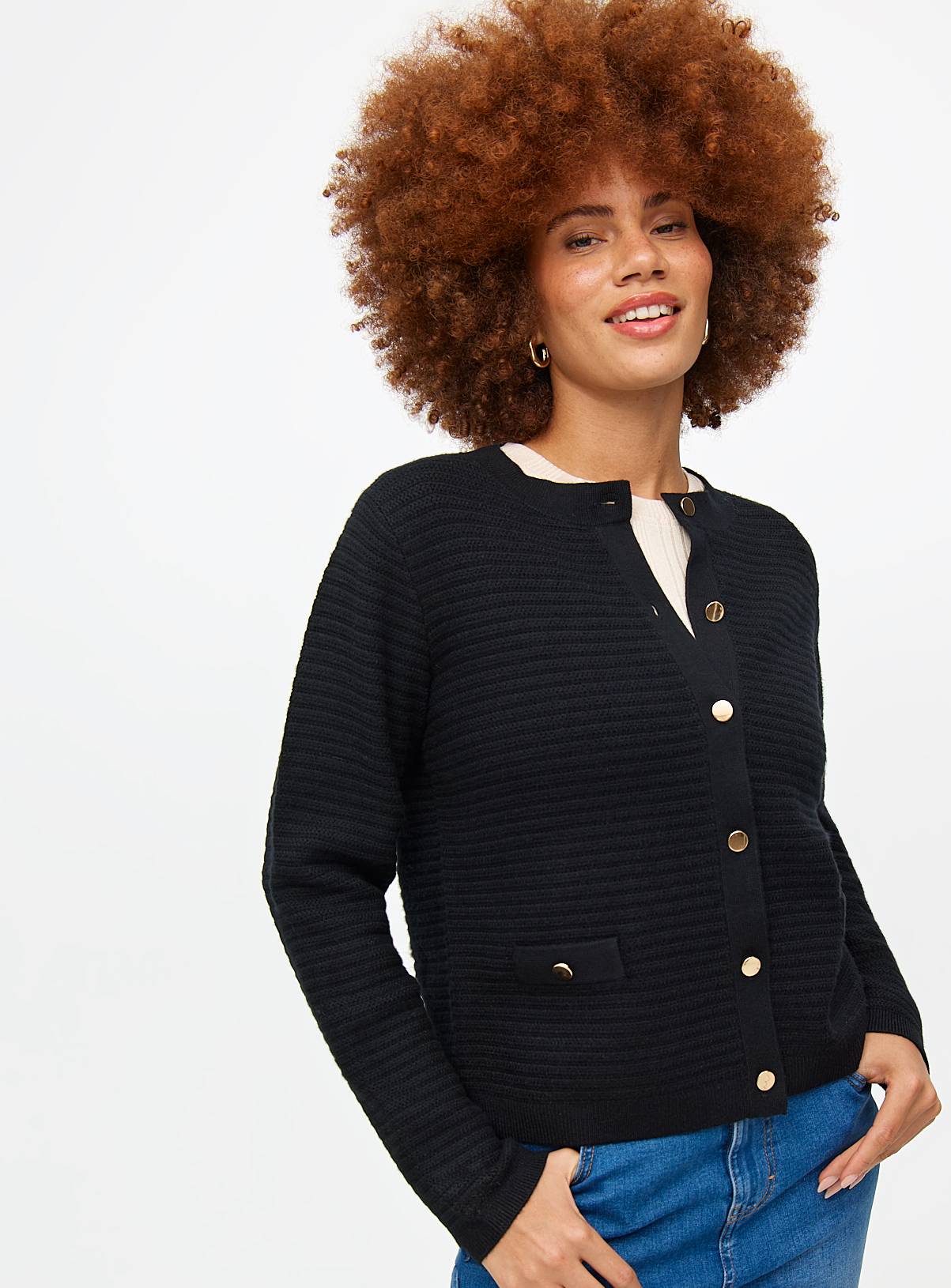 Black Ribbed Knitted Cardigan 10 - Image 1