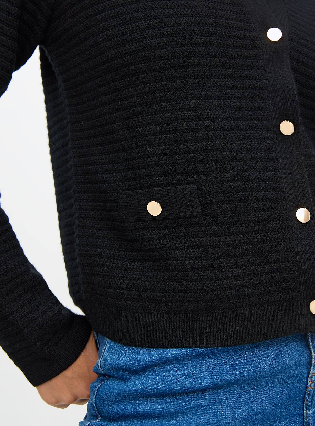 Black Ribbed Knitted Cardigan 10 - Image 3