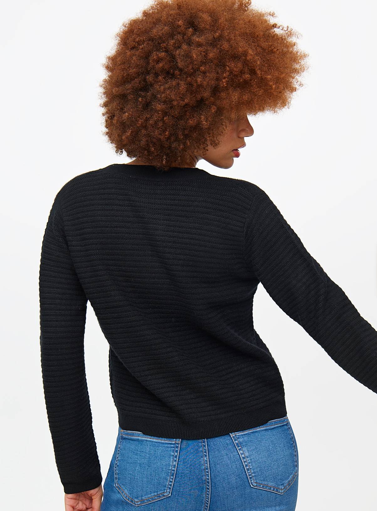 Black Ribbed Knitted Cardigan 10 - Image 4