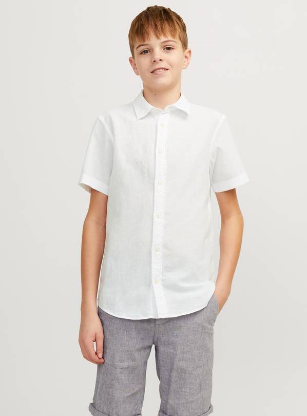 JACK & JONES JUNIOR Linen Blend Short Sleeved Shirt Junior 14 years