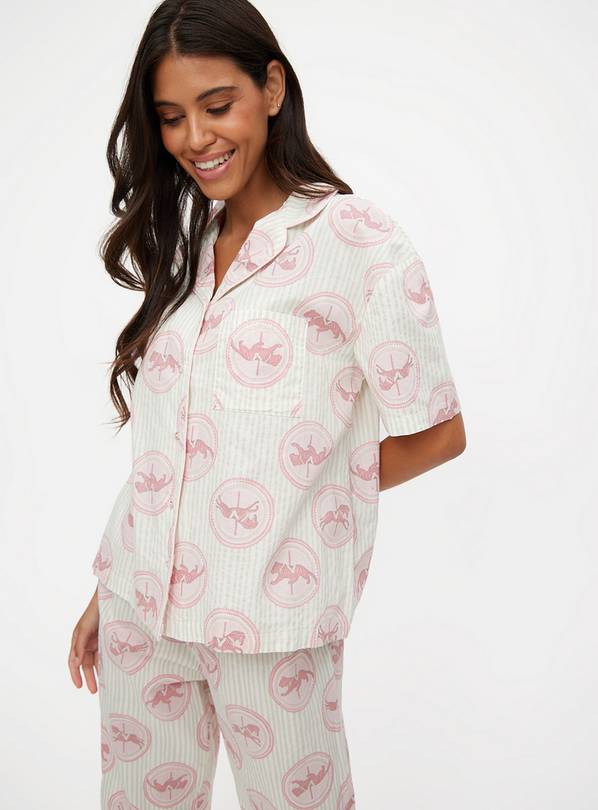 Mint Stripe Merry Go Round Print Traditional Pyjamas S