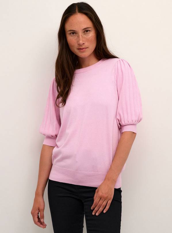 KAFFE Lone Slim Fit Half Sleeve Pullover Pink XL