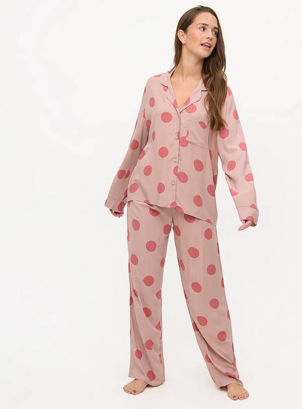 Pink Tonal Polka Dot Traditional Pyjamas S