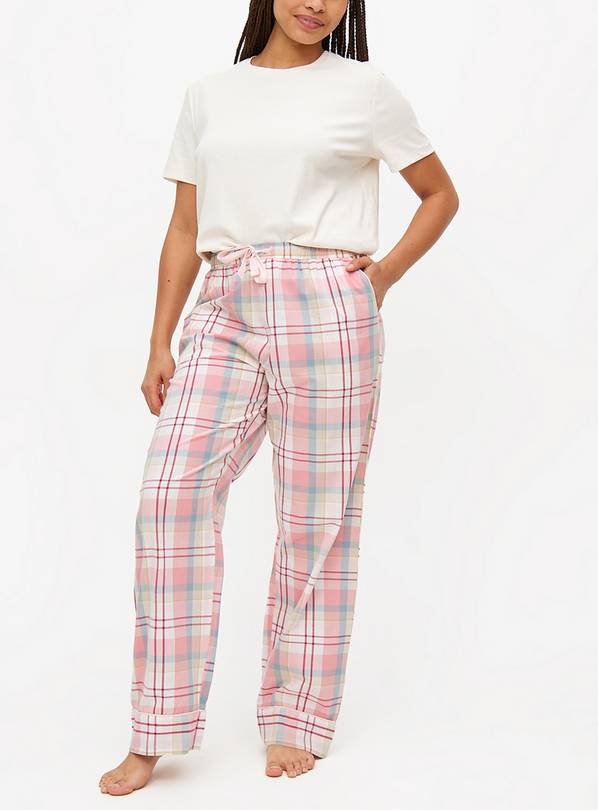 Ladies pink check pyjamas sale