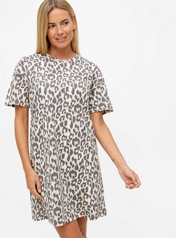 Leopard Print Short Sleeve Nightdress L