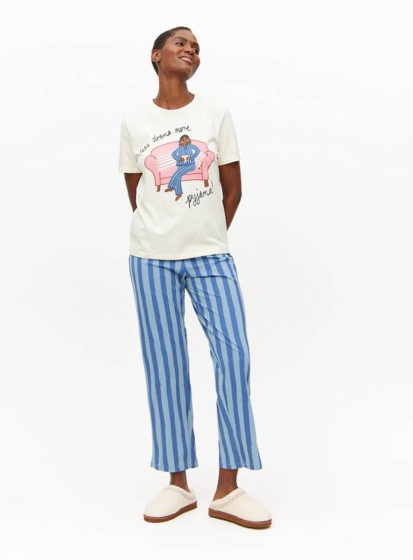 Less Drama Slogan Striped Pyjamas L