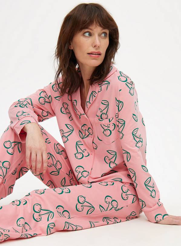 Buy Pink Cherry Printed Jersey Traditional Pyjamas L Pyjamas Tu