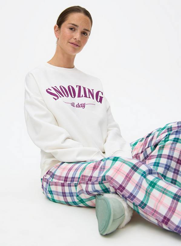 Snoozing All Day Sweatshirt & Check Bottoms Pyjama Set 24