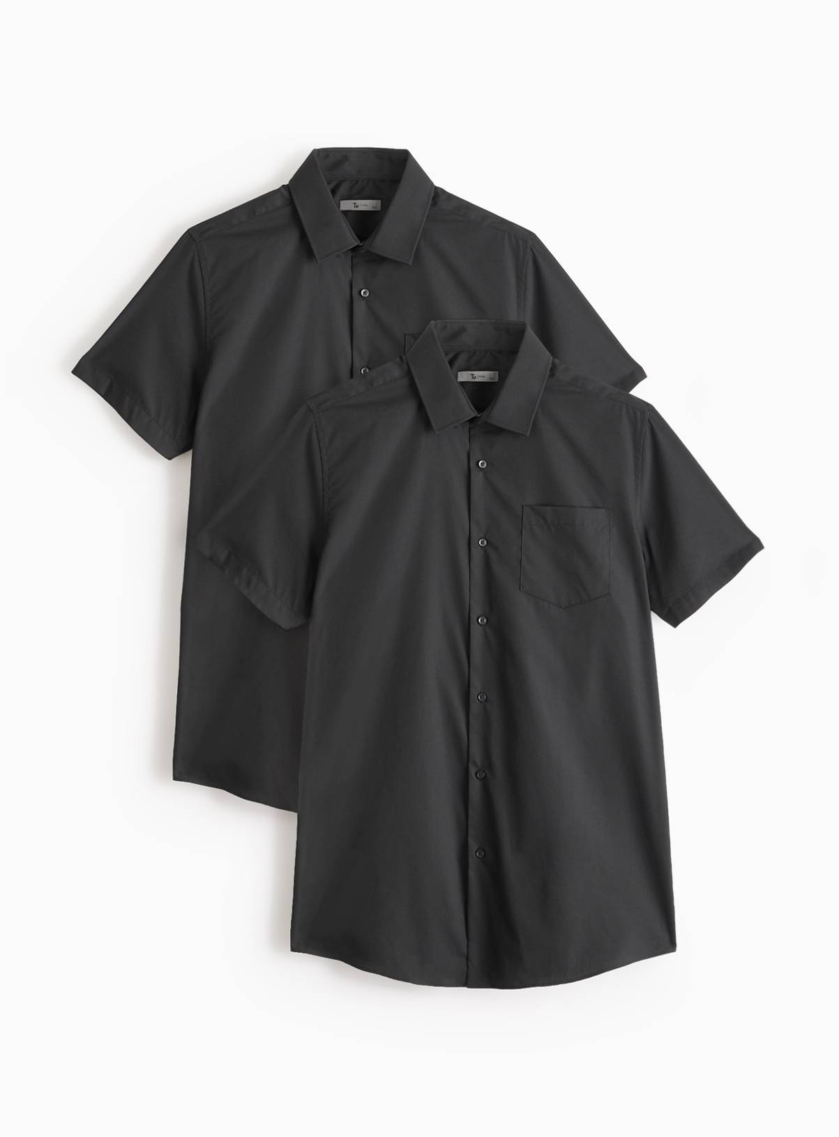 Black Regular Fit Short Sleeve Shirts 2 Pack 16.5 - Image 1