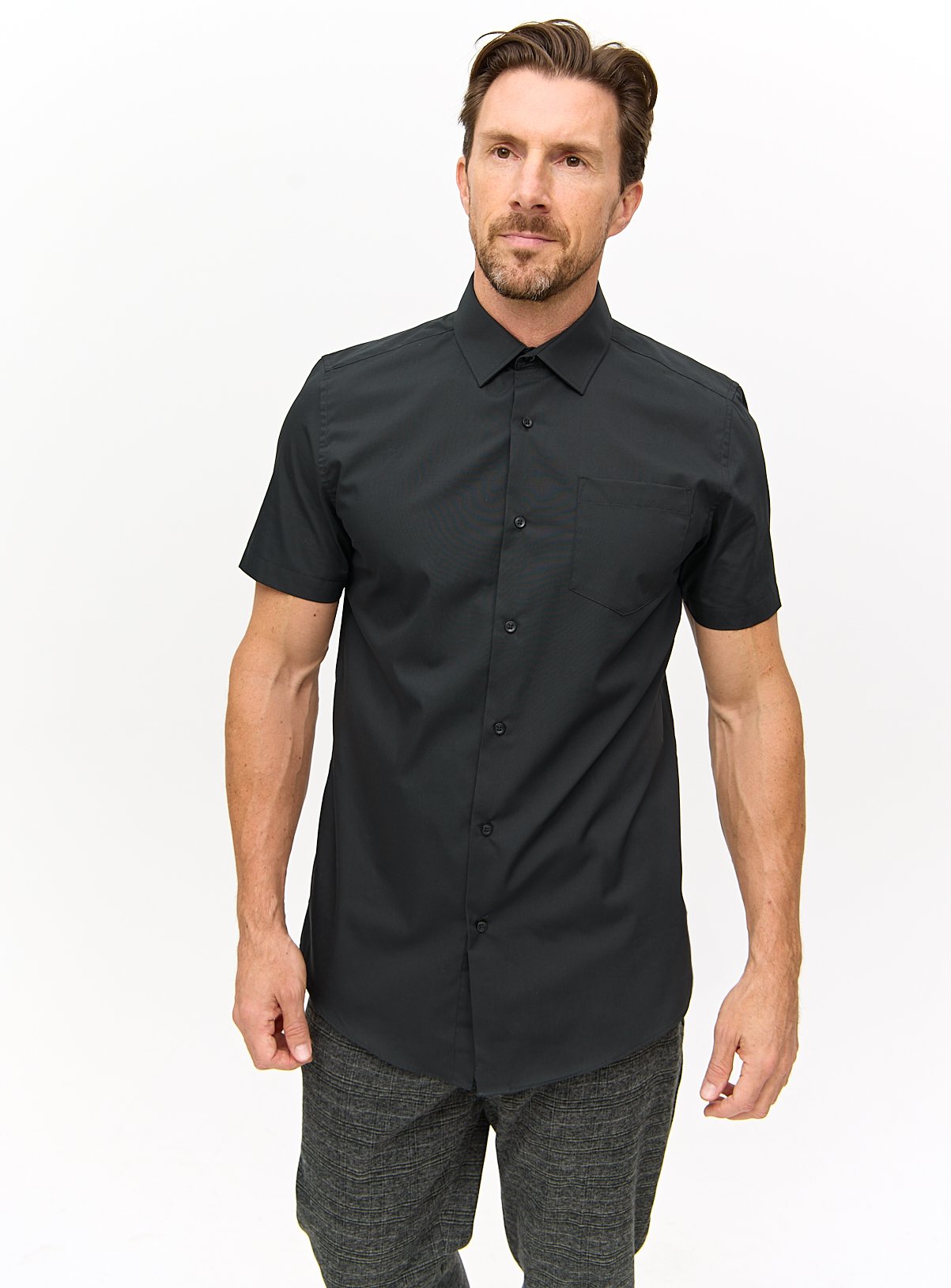Black Regular Fit Short Sleeve Shirts 2 Pack 16.5 - Image 2 thumbnail