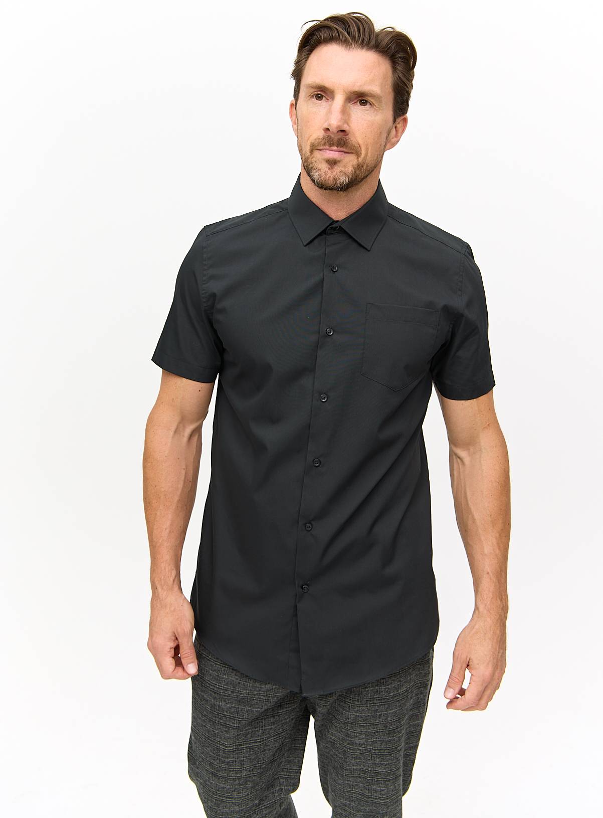 Black Regular Fit Short Sleeve Shirts 2 Pack 16.5 - Image 2