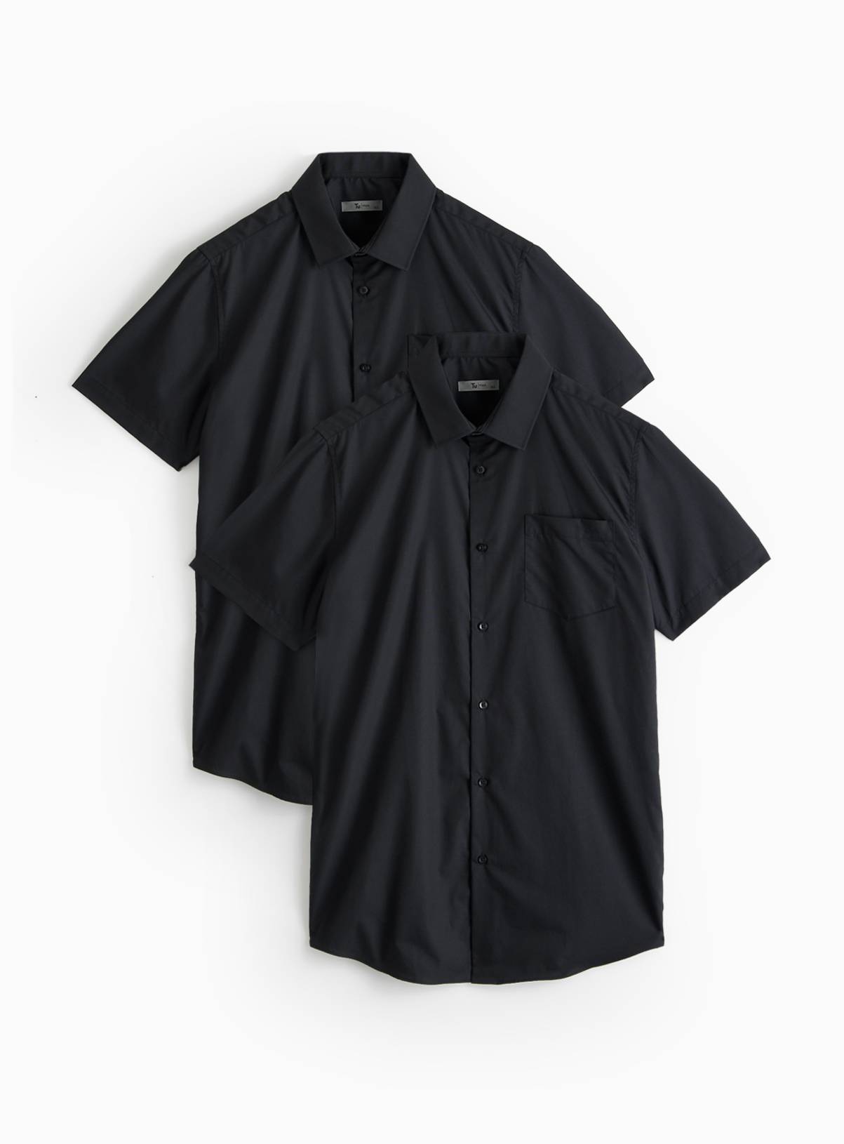 Black Slim Fit Short Sleeve Shirts 2 Pack 16 - Image 1