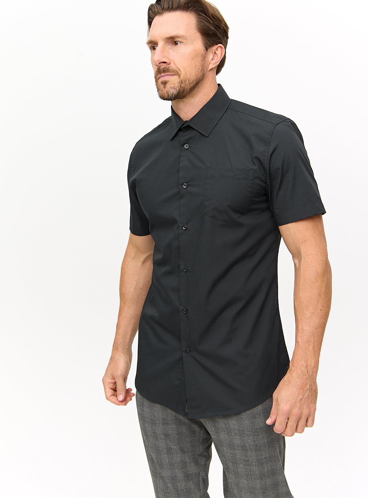 Black Slim Fit Short Sleeve Shirts 2 Pack 16 - Image 2 thumbnail