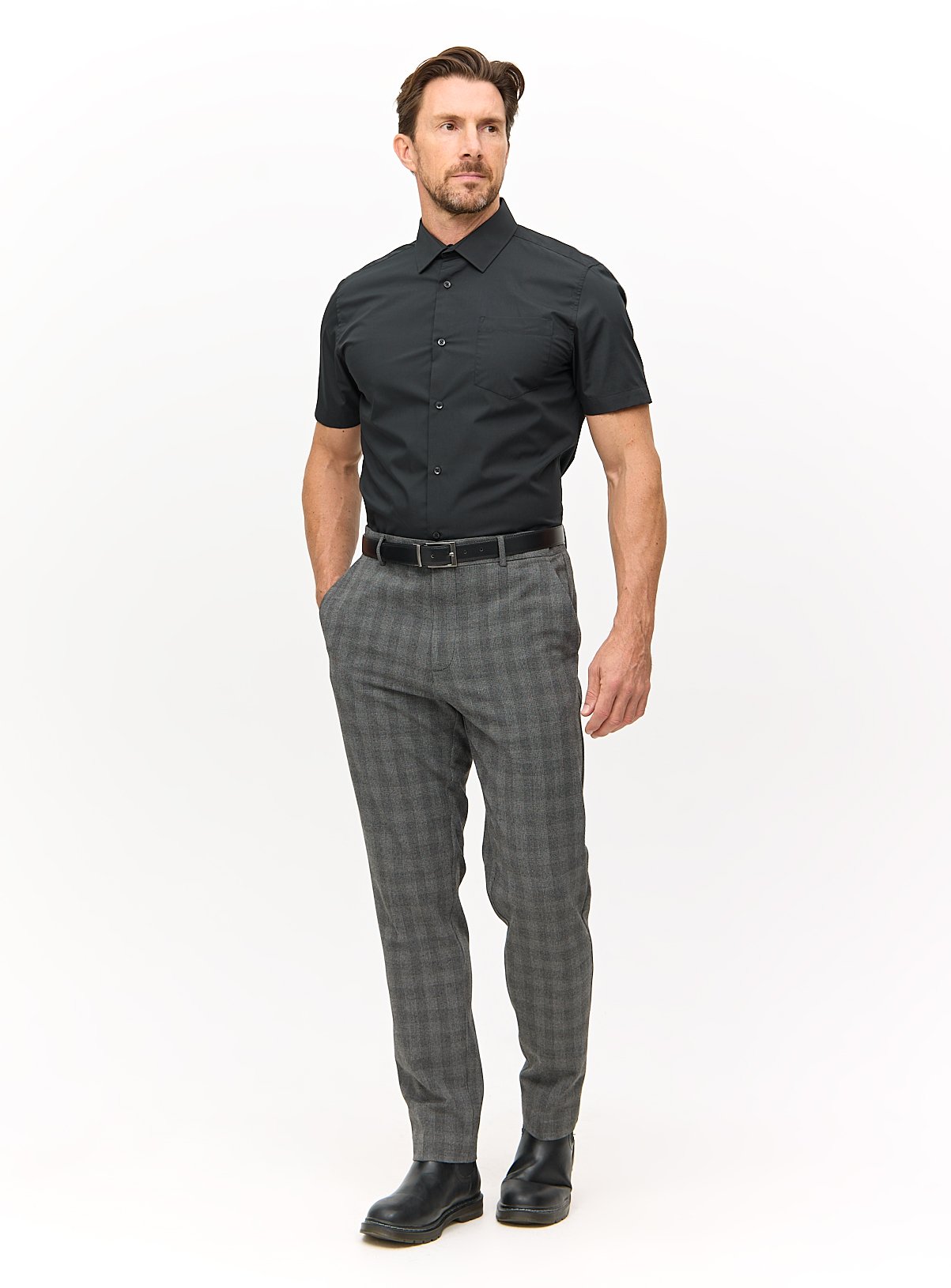 Black Slim Fit Short Sleeve Shirts 2 Pack 16 - Image 3 thumbnail
