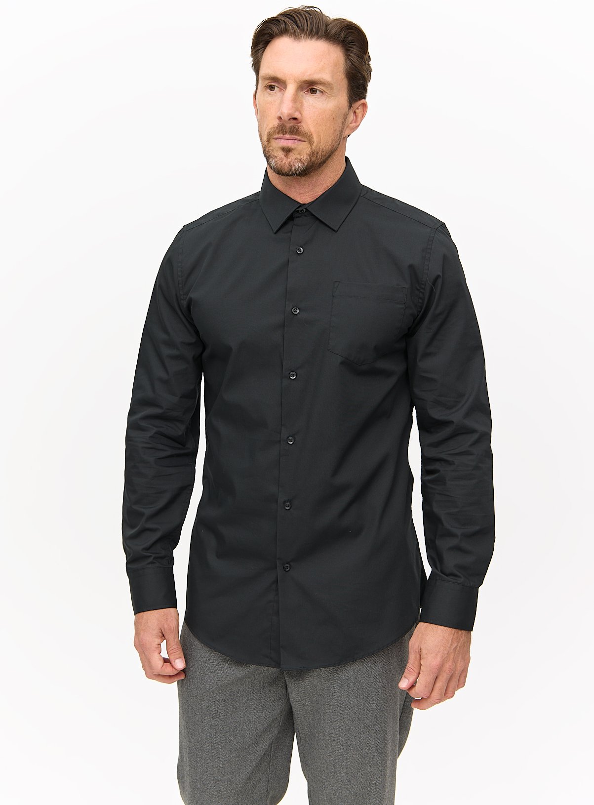 Black Slim Fit Long Sleeve Shirts 2 Pack 17 - Image 2 thumbnail