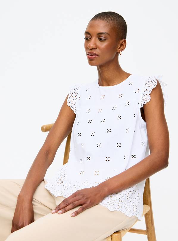 White Broderie Shell Top 26