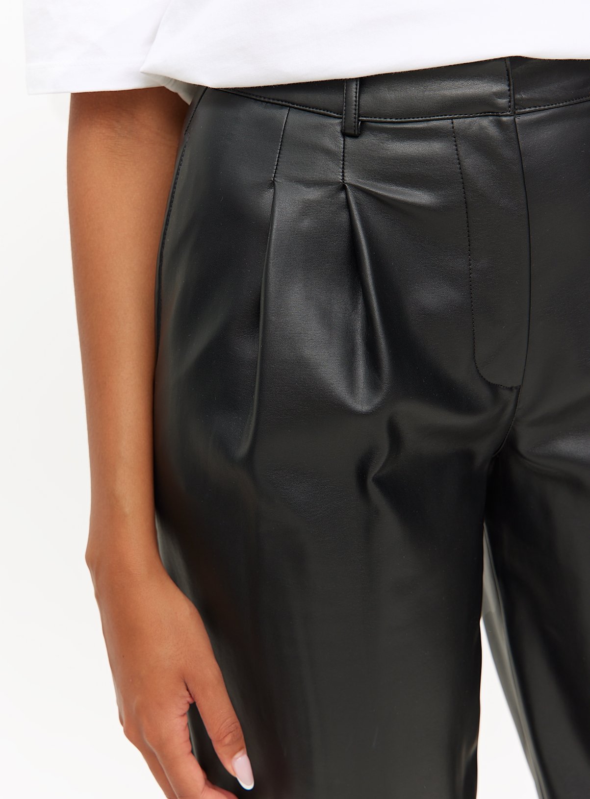 Black Faux Leather Barrel Leg Trousers 12S - Image 3 thumbnail