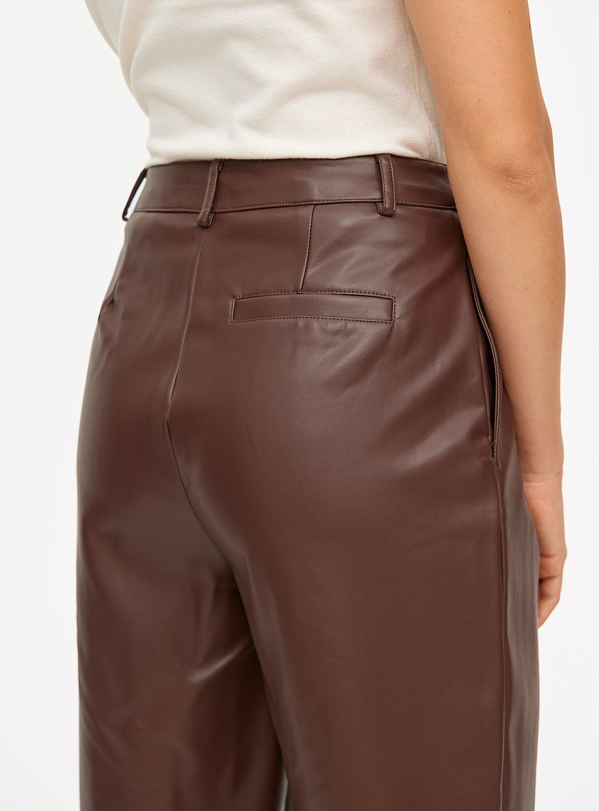 Brown Faux Leather Barrel Leg Trousers  12L - Image 3 thumbnail