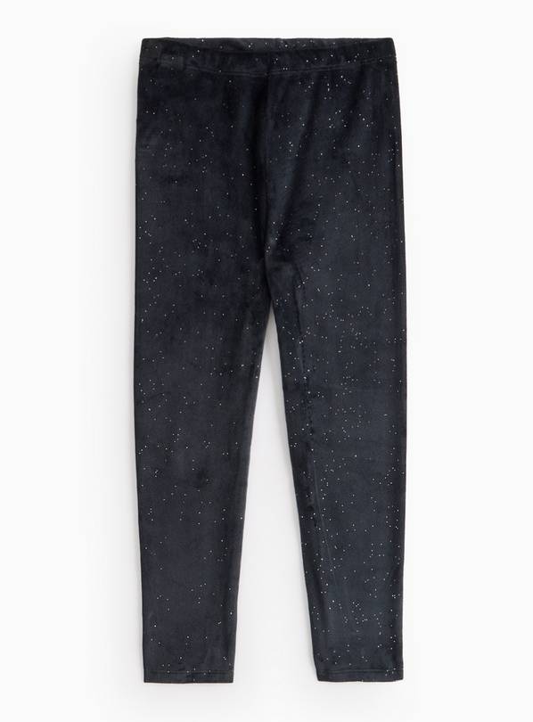 Black Velour Sparkle Leggings 10 years