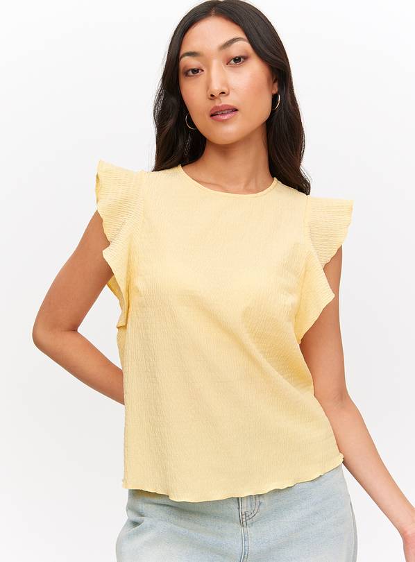 Yellow Crinkle Frill Sleeve Blouse 12