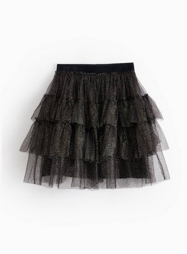 Black Sparkle Tiered Mesh Tutu Skirt 6 years