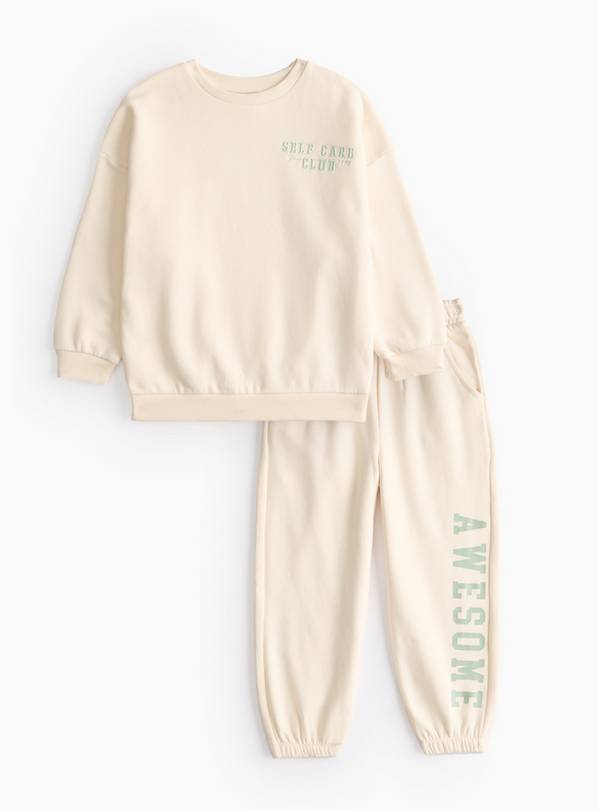 Cream Awesome Sweatshirt & Bottoms Set 6 years