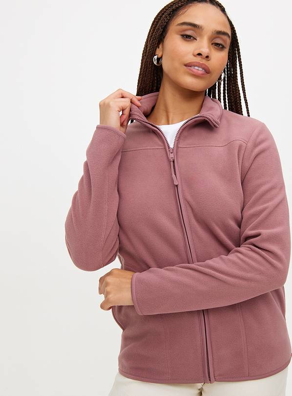 Pink Zip-Through High Neck Fleece M