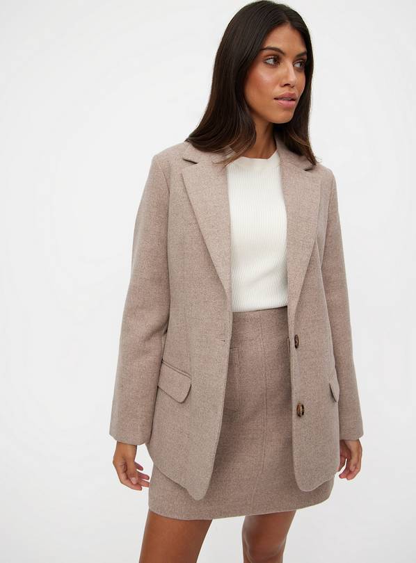 Neutral Melange Coord Twill Textured Blazer 24